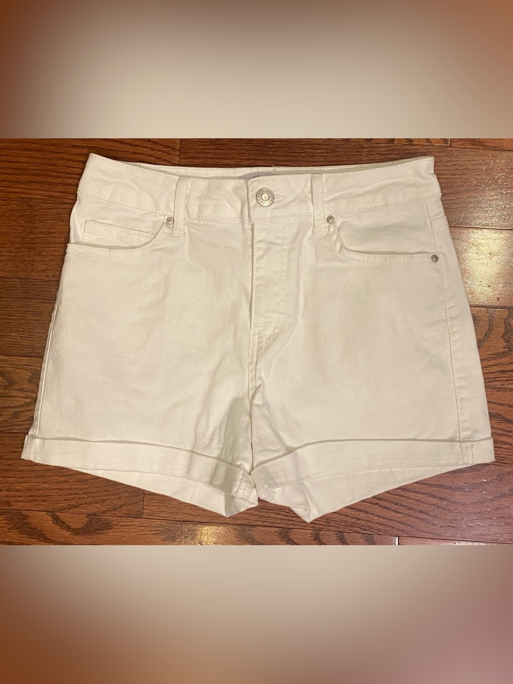 Rufuge Denim Miami Shorts Sz 7 White Stretch Cuffed 5 Pockets